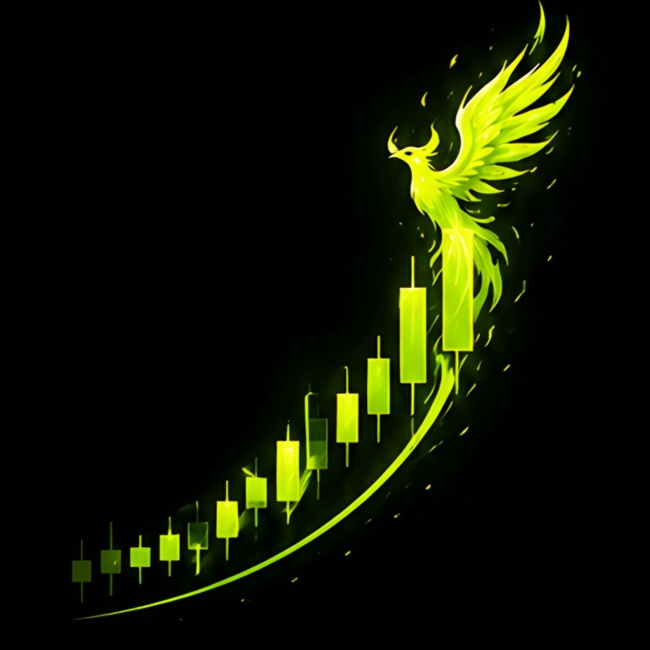 A rising chart with a flame